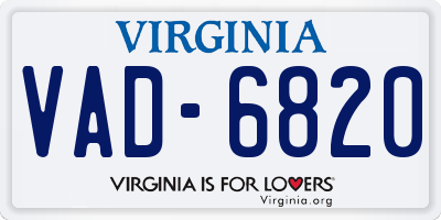 VA license plate VAD6820