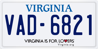 VA license plate VAD6821