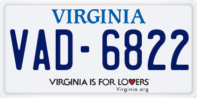 VA license plate VAD6822