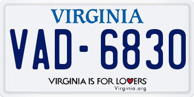 VA license plate VAD6830