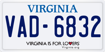 VA license plate VAD6832