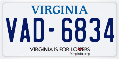 VA license plate VAD6834