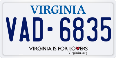 VA license plate VAD6835