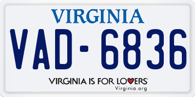 VA license plate VAD6836