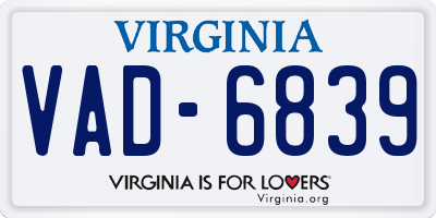 VA license plate VAD6839