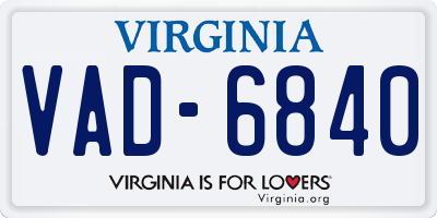 VA license plate VAD6840