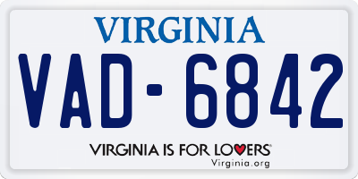 VA license plate VAD6842