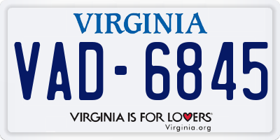 VA license plate VAD6845