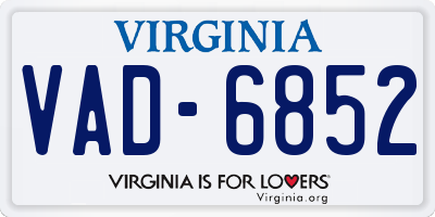 VA license plate VAD6852