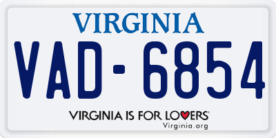 VA license plate VAD6854