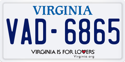 VA license plate VAD6865