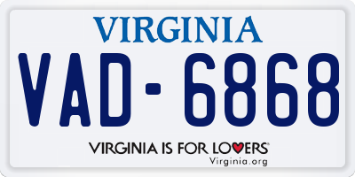 VA license plate VAD6868