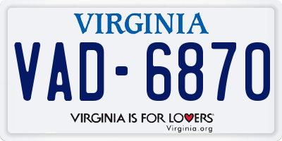 VA license plate VAD6870