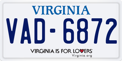 VA license plate VAD6872