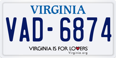 VA license plate VAD6874