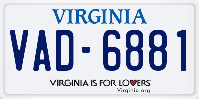 VA license plate VAD6881