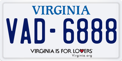 VA license plate VAD6888