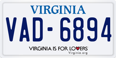 VA license plate VAD6894