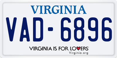 VA license plate VAD6896