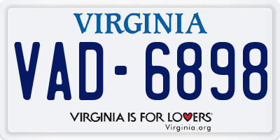 VA license plate VAD6898