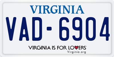 VA license plate VAD6904