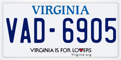 VA license plate VAD6905
