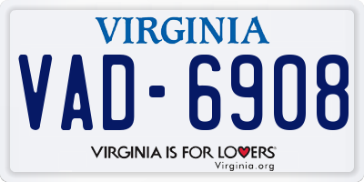 VA license plate VAD6908