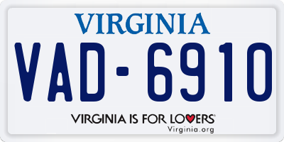 VA license plate VAD6910