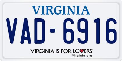 VA license plate VAD6916