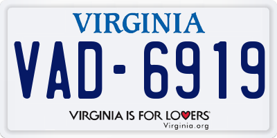 VA license plate VAD6919