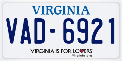 VA license plate VAD6921