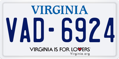 VA license plate VAD6924