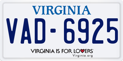 VA license plate VAD6925