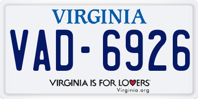 VA license plate VAD6926