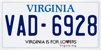 VA license plate VAD6928