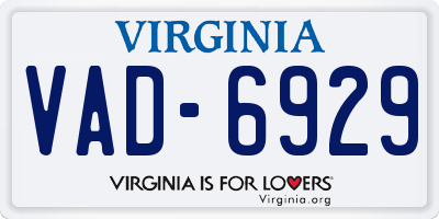 VA license plate VAD6929