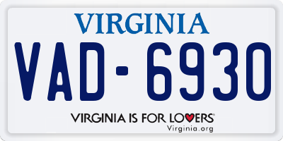 VA license plate VAD6930