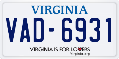 VA license plate VAD6931