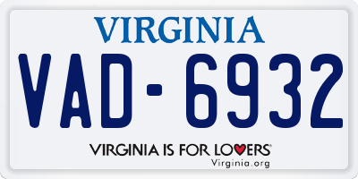 VA license plate VAD6932