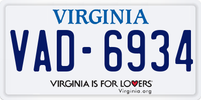 VA license plate VAD6934