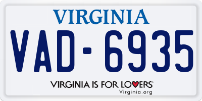 VA license plate VAD6935