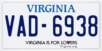 VA license plate VAD6938