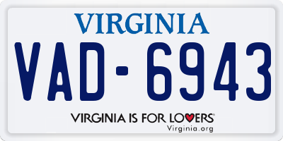 VA license plate VAD6943