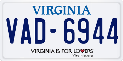 VA license plate VAD6944