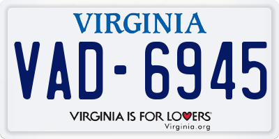 VA license plate VAD6945