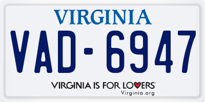 VA license plate VAD6947
