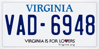 VA license plate VAD6948