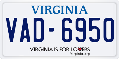 VA license plate VAD6950