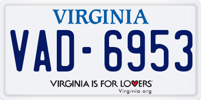 VA license plate VAD6953