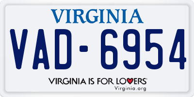 VA license plate VAD6954